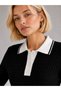 Contrast Polo Collar Buttoned Embossed Patterned Knitwear Sweater Aw26Kz00064 - 2