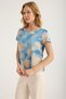 2 Color Patterned Short Sleeve Blouse - 2
