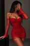 Fake Sleeves Shiny Fabric Lined Mini Dress - 2
