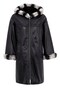 Black Hillary Wide Cut Inside Fabric Double-Sided Hood and Sleeve Fur Women's Genuine Leather Coat - 6