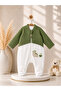 Baby Boy Quilted Top Velvet Bottom Dinosaur Embroidered Zippered Hooded Winter Jumpsuit - 3