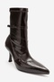 Andora Brown Wrinkled Patent Leather Women's Heeled Boots - 4