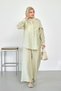 Women's Judge Collar Shawl Detail Shirt Suit Water Green - 2