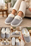Women's Button Detailed, Soft, Plush, Washable Home Slippers, High Thick Sole, Warm Home Slippers - 4