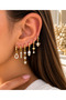 Set of 6 Gold Color Zircon Stone Hoop Earrings |   Star, Drop and Sparkling Figure Earrings - 2