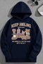 Unisex 3 Thread Cotton Navy Blue Keepsmiling Print Loose Fit Sweatshirt Hoodie