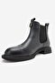 Sidney Navy Blue Leather Genuine Leather Buckle Elastic Women's Boots - 8