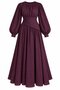 Burgundy Mobile Belted Long Dress - 2Y7051
