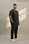 Black Plus Size Men's Basic Crew Neck T-Shirt - 5