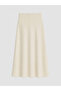 Özmarka New Season Beige Elastic Waist Flared Skirt