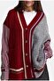 Women's Burgundy W6-35 Oversize Shirt Fabric Detailed Special Design Knitwear Cardigan