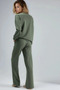 Embroidered crew neck sweatshirt and straight leg pants two-piece set - 3