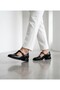 Black Shiny Leather Front-Strapped Thick Heel 2.7cm Length Daily Comfortable Shoes - 2