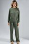 Embroidered crew neck sweatshirt and straight leg pants two-piece set - 7