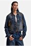 Women's T.Kot Color 2W6-8 Belt Length Suede Detailed Design Denim Jacket - 4