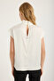 Sleeveless Stand Collar Ense 2 Button Blouse - 5