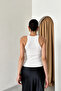 White Halter Neck Fitted Knitwear Tank Top - 3114 - 2