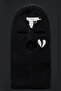 Knitted Unisex Gun Broken Heart Embroidered Balaclava Black - 3