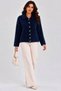 Women's Shirt Collar 7 Heart Gold Buttoned Long Furry Embroidered Knitwear Jacket - 8