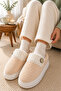 Women's Button Detailed, Soft, Plush, Washable Home Slippers, High Thick Sole, Warm Home Slippers - 3