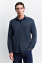 Men's Indigo Paste Detailed Textured Technical Classic Collar Long Sleeve Regular Fit Shirt A62Y2000 - 6
