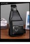 Men Lychee Pattern PU Leather Waterproof and Wear-resistant Chest Bag Trendy Large Capacity Shoulder Bag Portable Crossbody Bag - 3