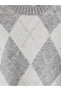 Vizyon New Season Gray Diamond Patterned Women's Knitwear Sweater - 2