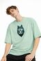 Wolf - 1. Class Cotton Crew Neck Short Sleeve Oversize Men's T-Shirt Water Green - 2