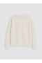 Vizyon New Season Beige Embroidered Soft Touch Women's Sweatshirt - 7