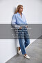 Women's Blue Striped Blocky Double-Breasted Shirt Alc-X15793 - 2