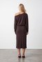 Women's coffee boat neck modal midi dress alc-x15780 - 5