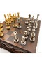 Spt-Gld Handcrafted Walnut Chest Model Chess Set with Hidden Compartment and Metal Classic Chess (171955) Ta - 5