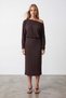 Women's coffee boat neck modal midi dress alc-x15780 - 4