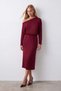 Women's Burgundy Boat Neck Modal Midi Dress Alc-X15780