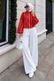 Elastic Striped Detailed Bomber Jacket Tsd260277 Red - 3
