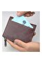 RFID Leather Small Zipper Around Wallet Brown - 3