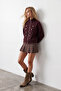 Women's Coffee Color Stand Collar Ornamental Buttoned Zippered Stand Collar Jacket Alc-X15805 - 5