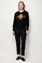 Women's Crew Neck Front Diamond Patterned Wool Sweater Black - 4
