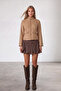Women's Cinnamon Stand Collar Double Pocket Zippered Lined Wool Blend Jacket Alc-X15795 - 3