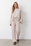 Women's Beige Crew Neck Cape-Cut Top and Elastic Waist Pants Set Alc-X15801 - 4