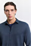 Men's Indigo Paste Detailed Textured Technical Classic Collar Long Sleeve Regular Fit Shirt A62Y2000 - 2