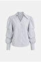 Women's Striped White W6-2 Oversize Padded Special Design Shirt - 2