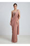 Women's Saree with Mirror Work One-Shoulder Blouse – Ready-to-Wear Draped Saree Set – Ramadan & Eid – Rust – Indian Ethnic Wear
