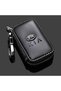 Car Key Bag, Key Chain Bag, Key Holder, Car Brand Gift, Smart Car Key Chain Made of Genuine Leather in Black, Car Key Protection Bag with Metal Hook and Zipper Key Ring