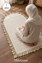 Ruffled Linen Prayer Rug with Floral Pattern, Minimal Prayer Mat, Prayer Beads, Gift- Dowry Bundle, Umrah and Gift Prayer Rug - 2