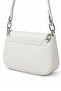 Stylish Design Small Size Women's Shoulder Bag with Fan and Stone Logo Detail, Cream - 3