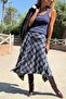 Navy Blue Plaid Layered Asymmetrical Design Woven Skirt 30 75 - 4
