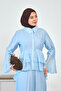 Women's Flounce Detailed Trousers Suit Blue - 3