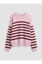Peak New Season Pink Striped Oversize Women's Knitwear Sweater - 5