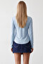 Women's Blue Crew Neck Buttoned Buzzy Ribbed Knitted Blouse Alc-X15796 - 5